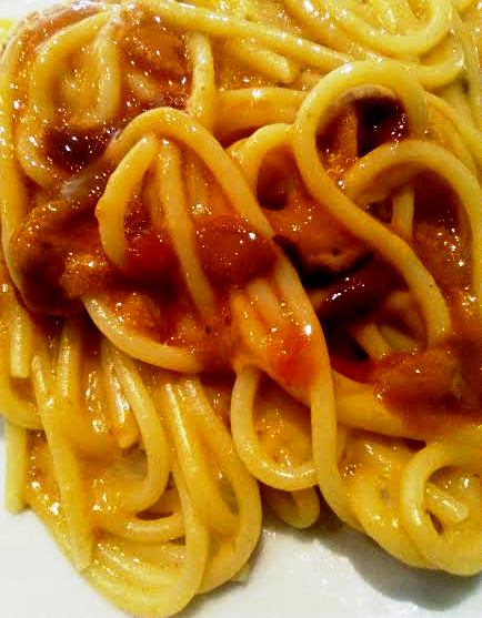 Espaguetis con erizo.